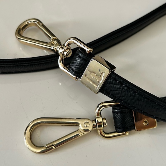 NWT Trussardi Black Satchel Shoulder Strap Gold Hardware Logo Bag Charm pockets - Picture 5 of 13